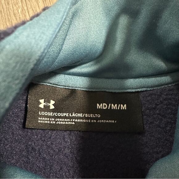 Under Armour Navy Blue Half Zip Long Sleeve Pullover Fleece Jacket Size M - Picture 5 of 8